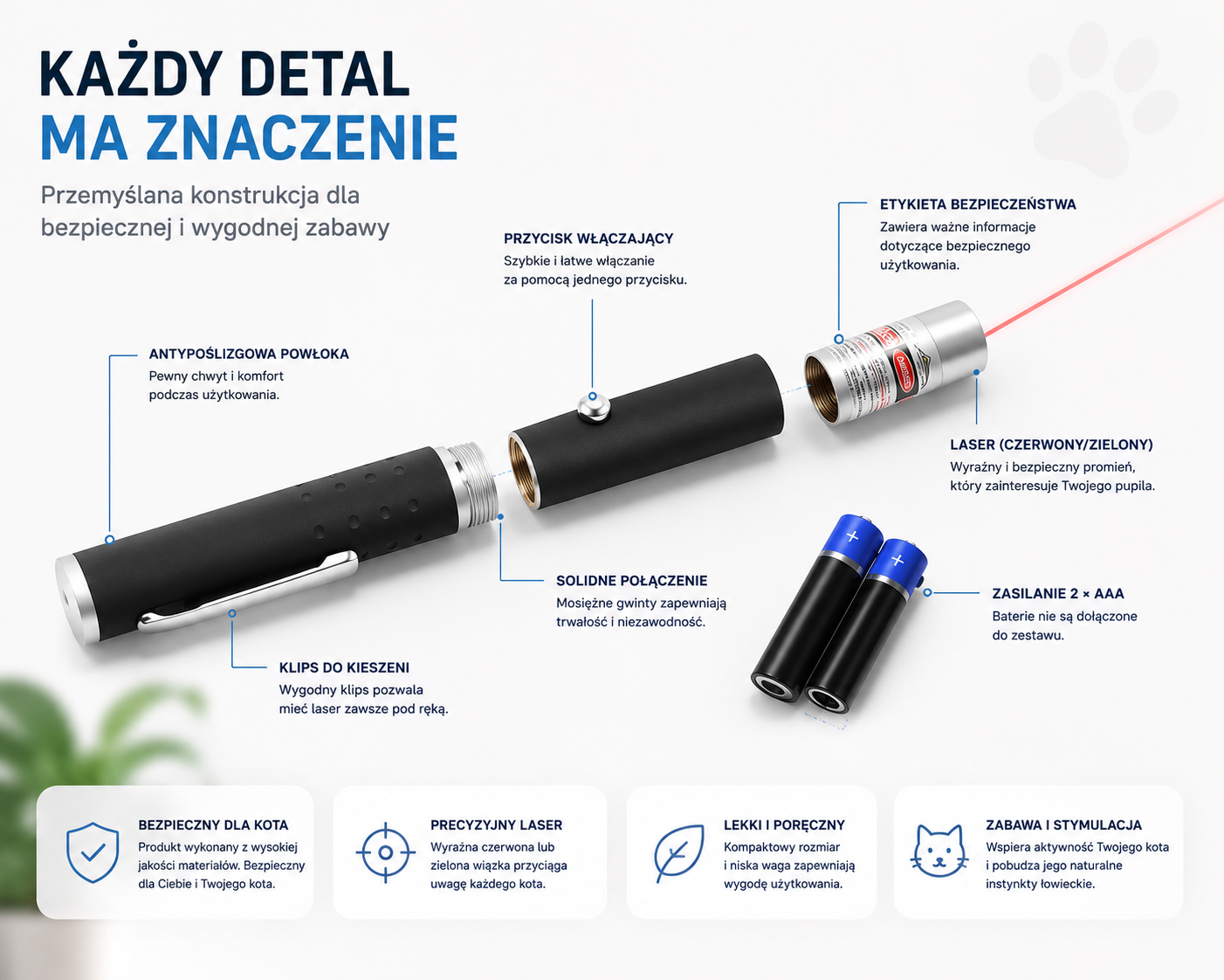 Laser dla kotów (bez baterii 2xAAA)