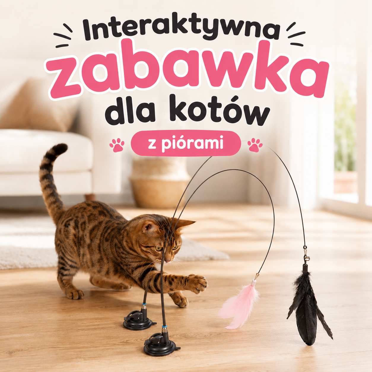 Interaktywna zabawka dla kota z piórkami