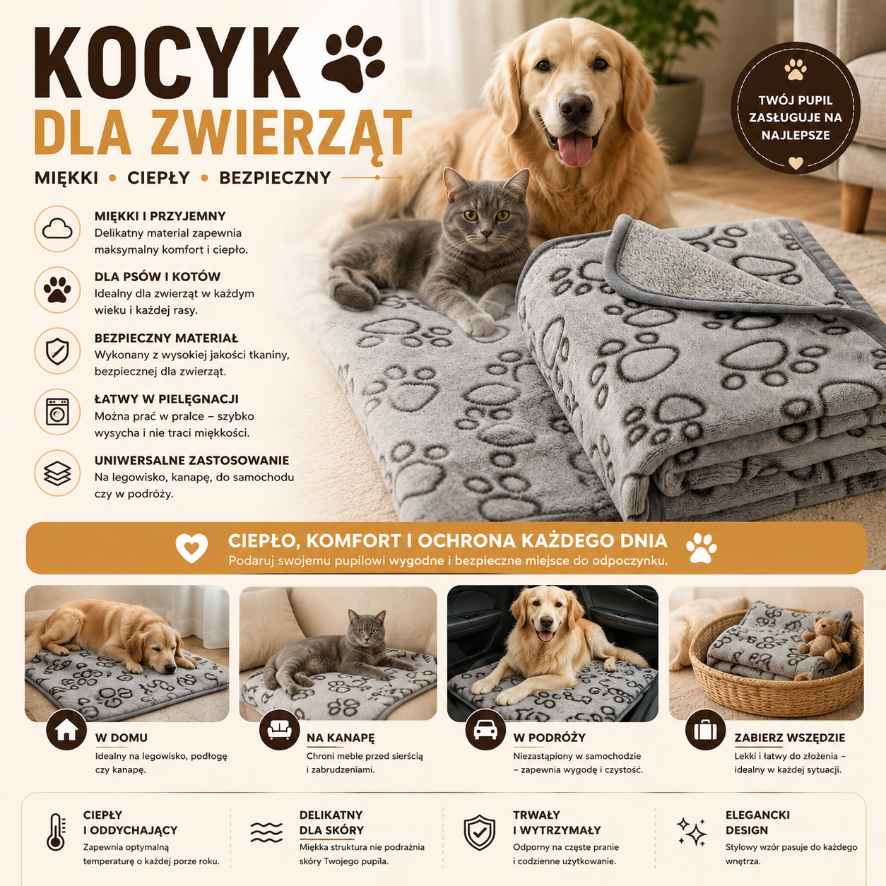 Kocyk dla zwierząt