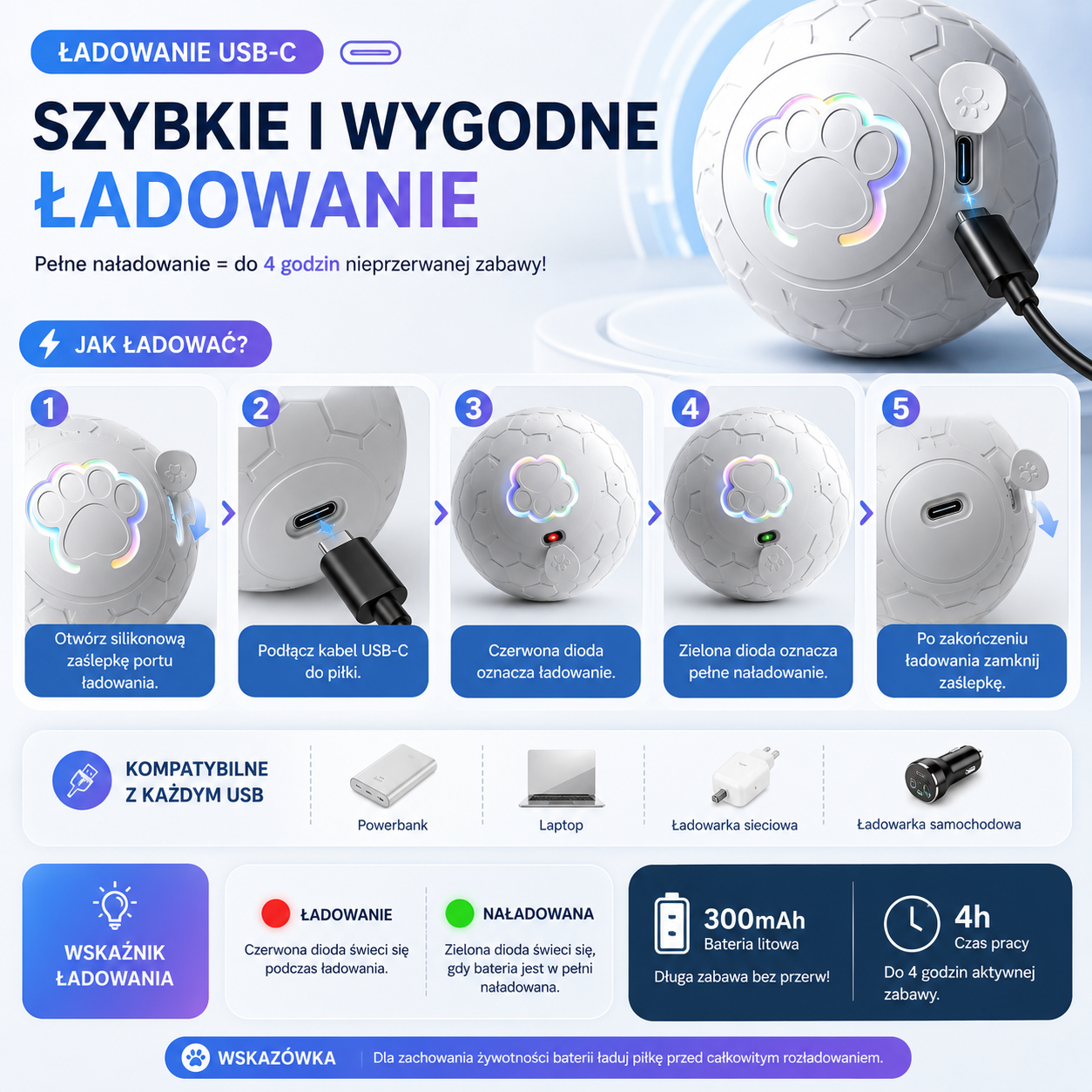 Interaktywna automatyczna piłka