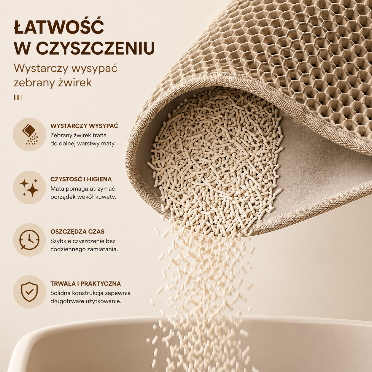 Niebrudząca się mata pod kuwetę