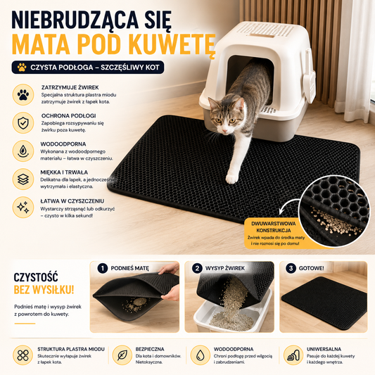 Niebrudząca się mata pod kuwetę