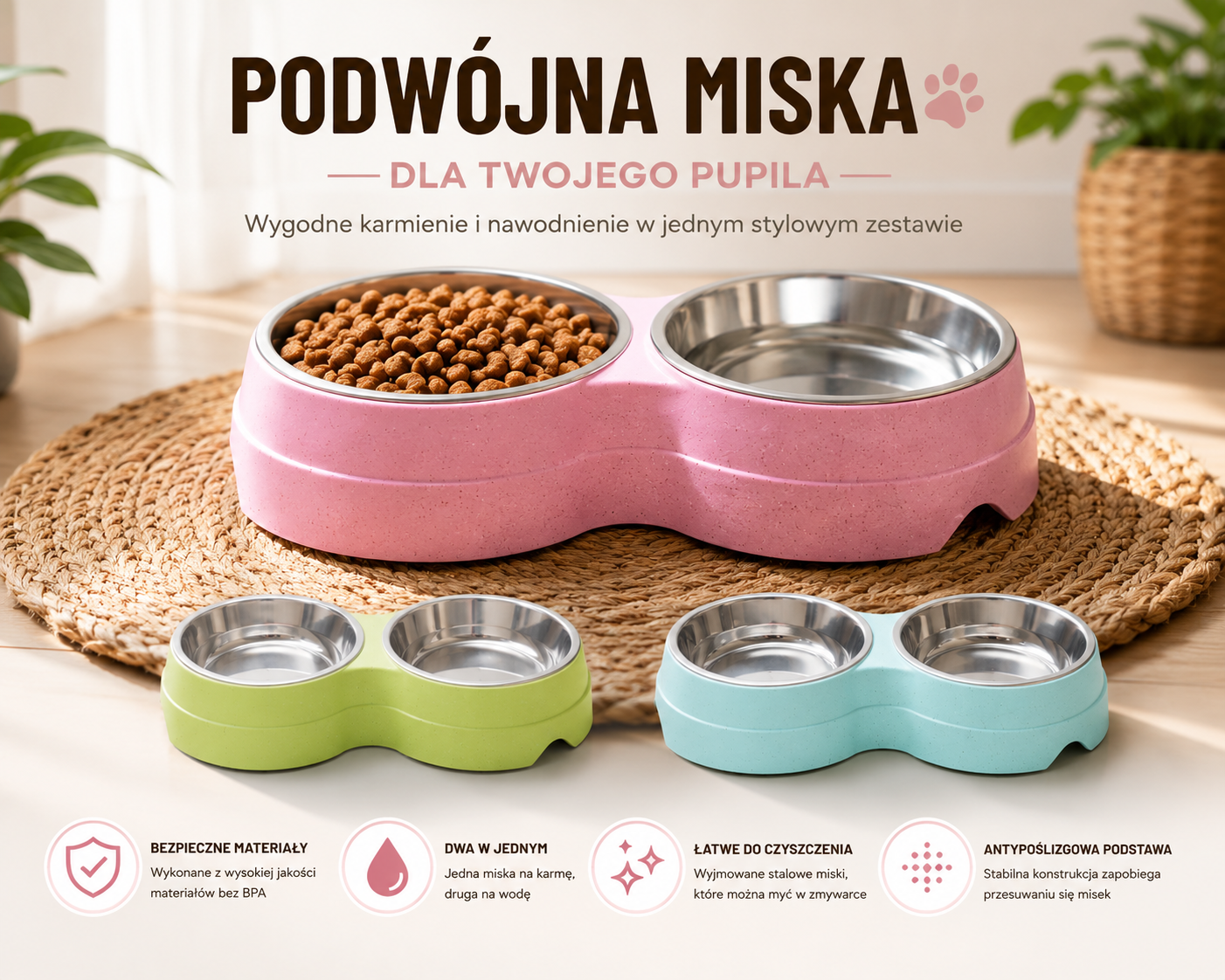 Podwójna miska dla zwierząt